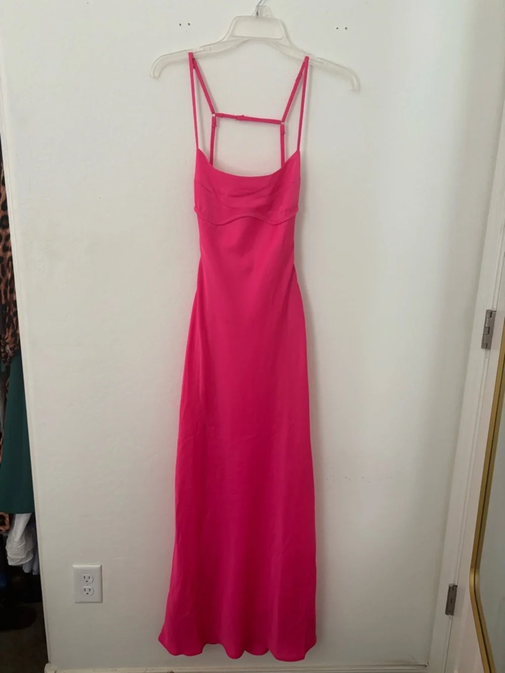 Thirty Thirty XS Hot Pink Satin Maxi Dress Open Back Slip Gown - Picture 1 of 8